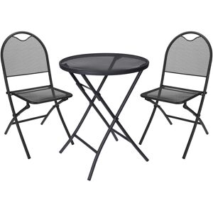 Cémonjardin Ensemble table de jardin ronde anthracite + 2 chaises