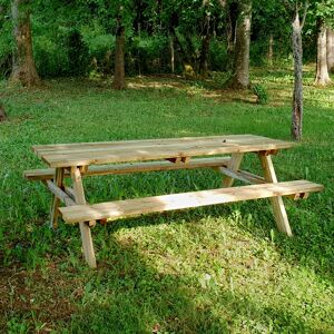 Cémonjardin Table de pique-nique bois 6/8 places Fontainebleau