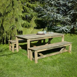 Cémonjardin Salon de jardin avec bancs en bois Normand -