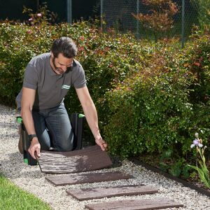 Cémonjardin Lot de 4 dalles en caoutchouc recyclé imitation bois