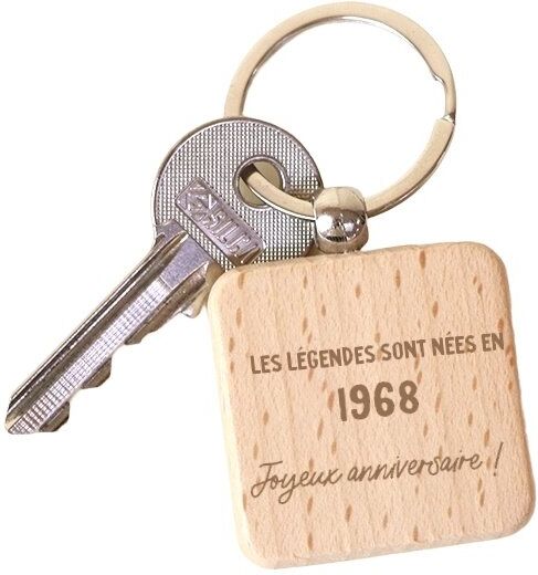 Cadeaux.com Porte-clé en bois message générique année 1968