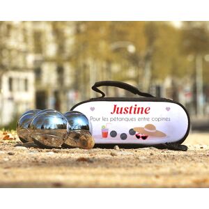 Cadeaux.com Sacoche de Pétanque personnalisable avec option Triplette de boules de pétanque - Entre Copines