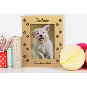 Cadeaux.com Cadre en bois gravé empreintes chien