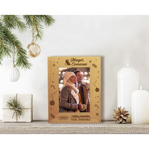 Cadeaux.com Cadre photo en bois personnalisé - Premier Noël ensemble