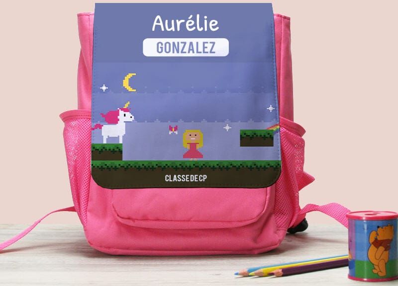 Cadeaux.com Sac à dos enfant personnalisable - Jeux Vidéo Rétro - Version Fille