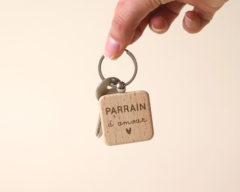 Cadeaux.com Porte-clés en bois personnalisé - Parrain