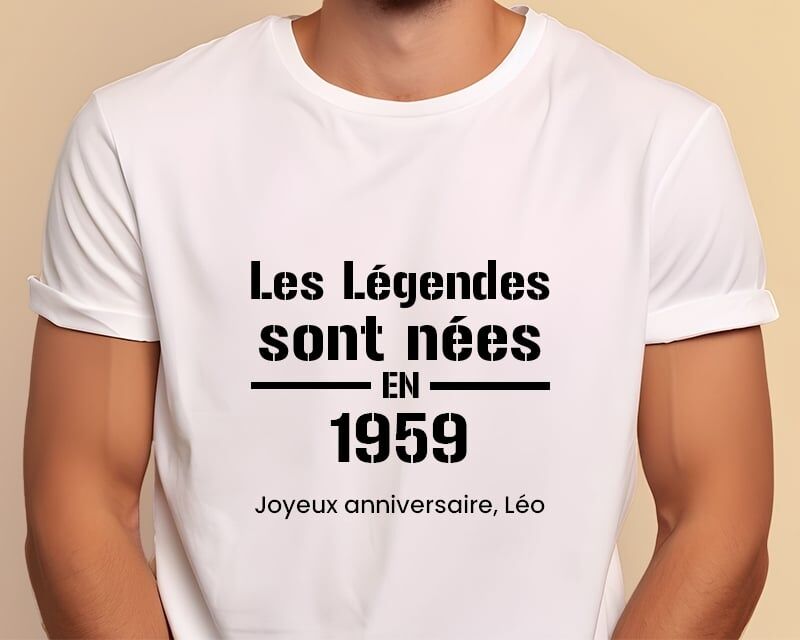 Cadeaux.com Tee shirt personnalisé homme - Les Légendes sont nées en 1959