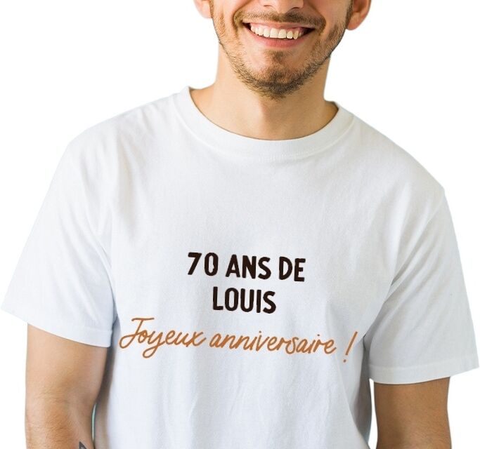 Cadeaux.com T-shirt blanc personnalisable homme 70 ans