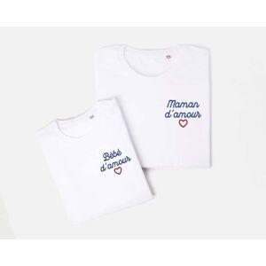 Cadeaux.com T-shirts brodés Maman et Enfant - Coeur