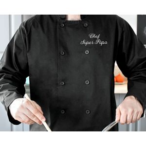 Cadeaux.com Veste de Cuisinier noire Brodée