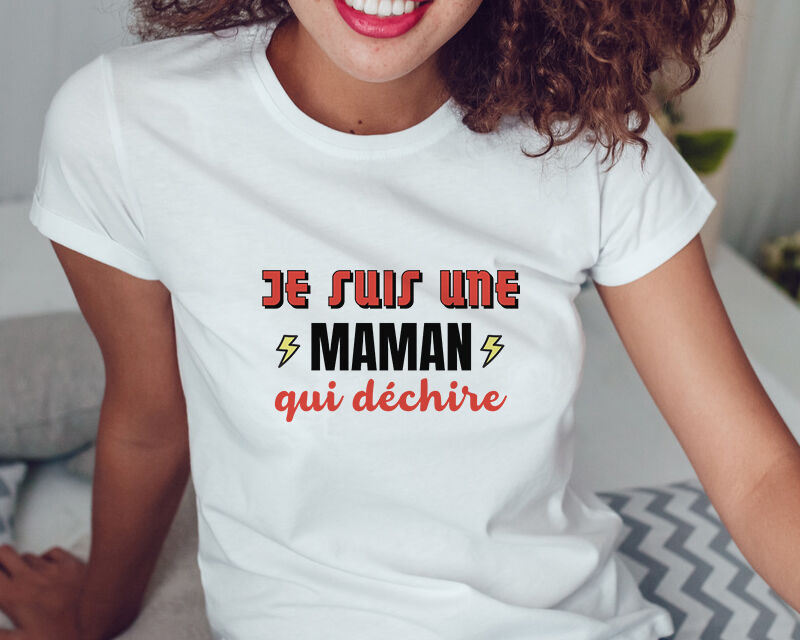 Cadeaux.com T-shirt Blanc Femme Personnalisable - Collection Rock'n Roll