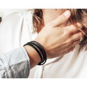 Cadeaux.com Bracelet personnalisable mix cuir - Marron ou noir