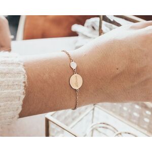 Cadeaux.com Bracelet médaille pour femme - Nacre blanche ou Pierre Rose