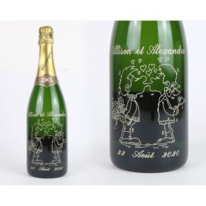 Cadeaux.com Bouteille de champagne personnalisée gravée - Avec flûtes à champagne