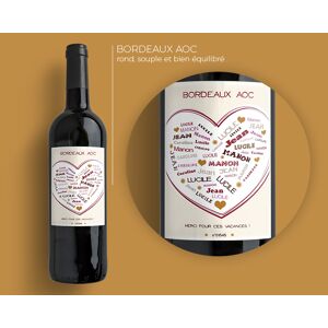 Cadeaux.com Bouteille de vin de Bordeaux personnalisée prénoms - Coeur Famille - Publicité