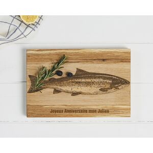 Cadeaux.com Planche à découper Personnalisable en bois de Chêne écossais - Saumon