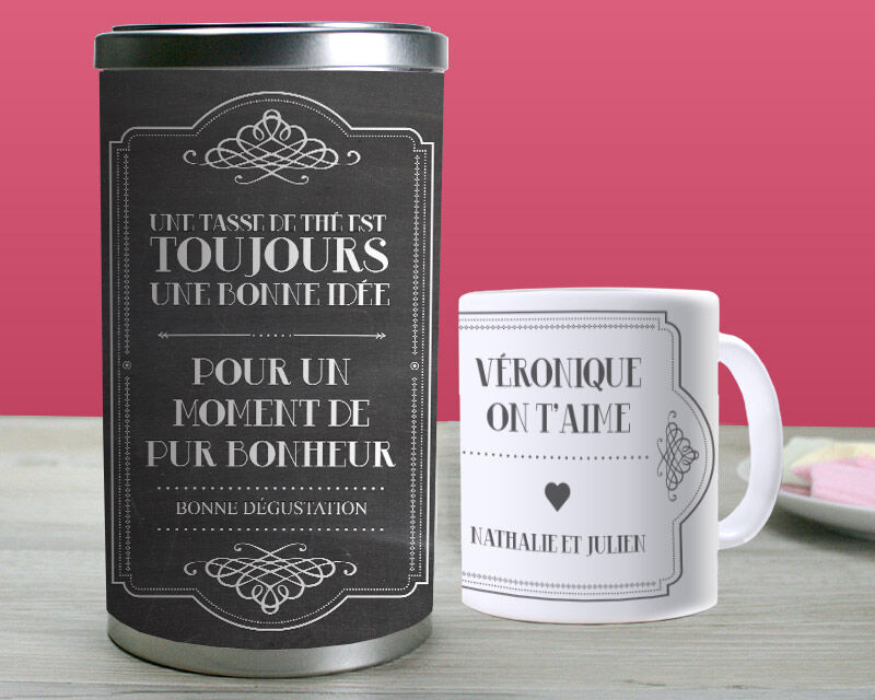 Cadeaux.com Boîte de thés Bonheur et son mug