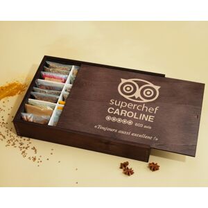 Cadeaux.com Grand coffret d'épices gravé Cuisine d'Excellence - 36 épices du monde