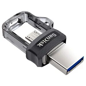 SanDisk Clé USB 3.0 Ultra Dual avec double connectique Micro USB - 32 Go - Argent/Noir -Pack promo : Lot de 2 clés + 1 OFFERTE - Publicité