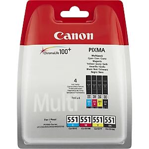 Canon CLI-551 Cartouche d'encre authentique 6509B009 - Pack Noir + Couleurs - Publicité