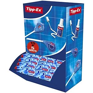 TIPP EX Tipp-Ex Roller de correction Pocket Mouse 4,2mm x 10m Bleu translucide - Pack de 15 + 5 OFFERTS - Publicité