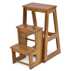Costway Tabouret de chaise pliante Échelle de 3 niveaux Tabouret Escalier en bois Multifonctionnel - Publicité