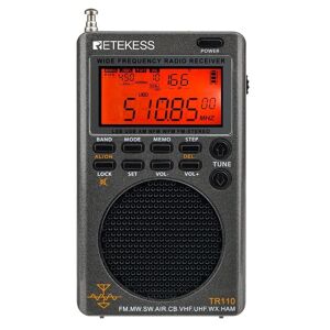 Banggood Retekes TR110 Radio Portable SSB Radio à ondes courtes FM/MW/SW/LSB/AIR/CB/VHF/UHF Full Groupee NOAA Alert