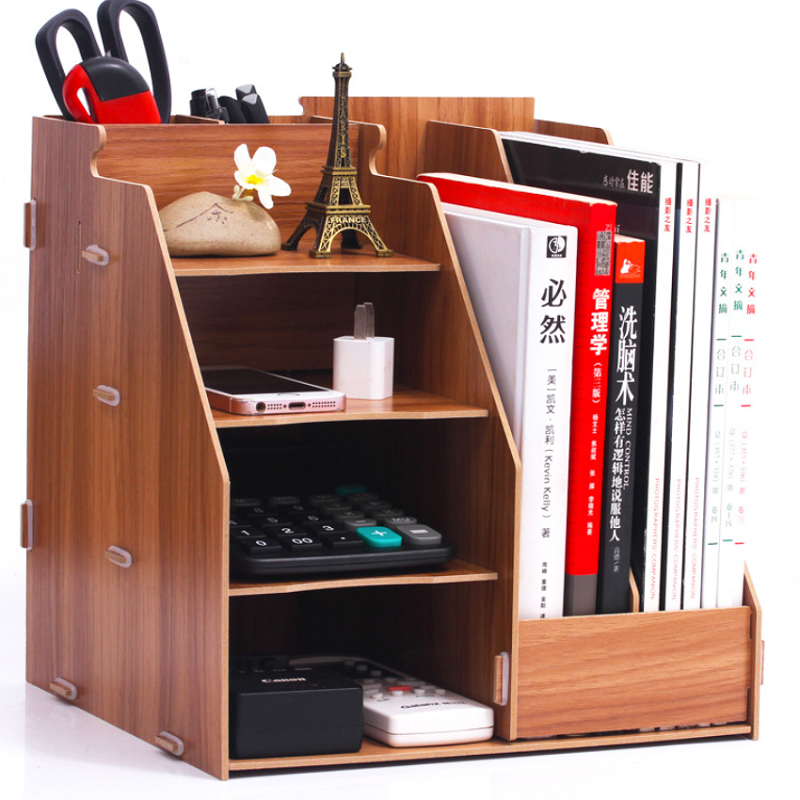 Banggood Fournitures de bureau Paniers de rangement de bureau Boîte de tiroir Porte-livres en bois créatif Étagère de classement