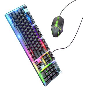 Ensemble clavier et souris de jeu Hoco GM18 avec éclairage LED coloré, connexion filaire USB en version anglaise - Publicité