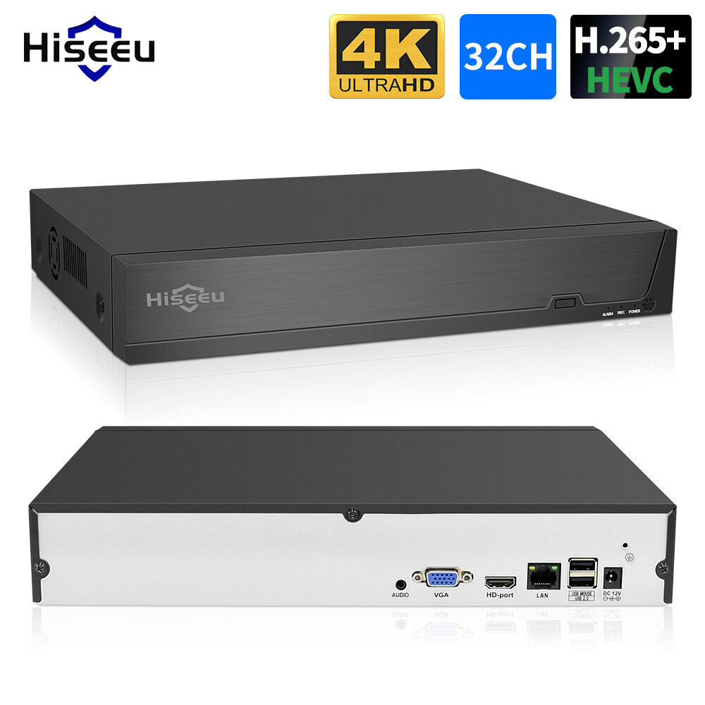 Hiseeu 4K 32CH NVR pour la sécurité CCTV Surveillance caméra IP H.265+ 5MP DVR Enregistreur vidéo réseau Audio ONVIF Hum