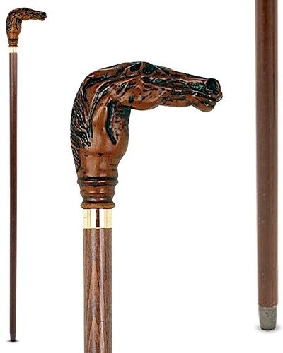 Careserve Canne décorative - pommeau tête de cheval de course Careserve Canne décorative - pommeau tête de cheval de course