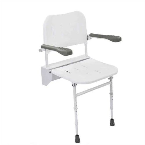 NRS Siège de douche rabattable - Avec pieds - dossier et accoudoirs NRS Siège de douche rabattable - Avec pieds - dossier et accoudoirs