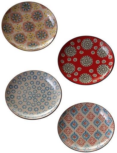 Chehoma Set de 4 assiettes en céramique Bohemian Chehoma Set de 4 assiettes en céramique Bohemian