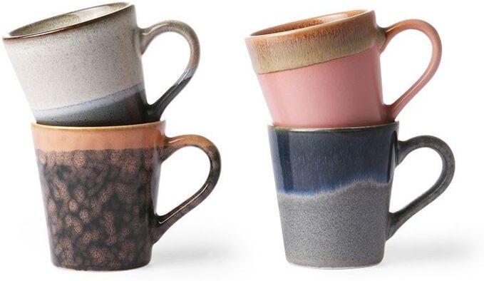 HK Living Set de 4 mugs à espresso en céramique 70's HK Living Set de 4 mugs à espresso en céramique 70's