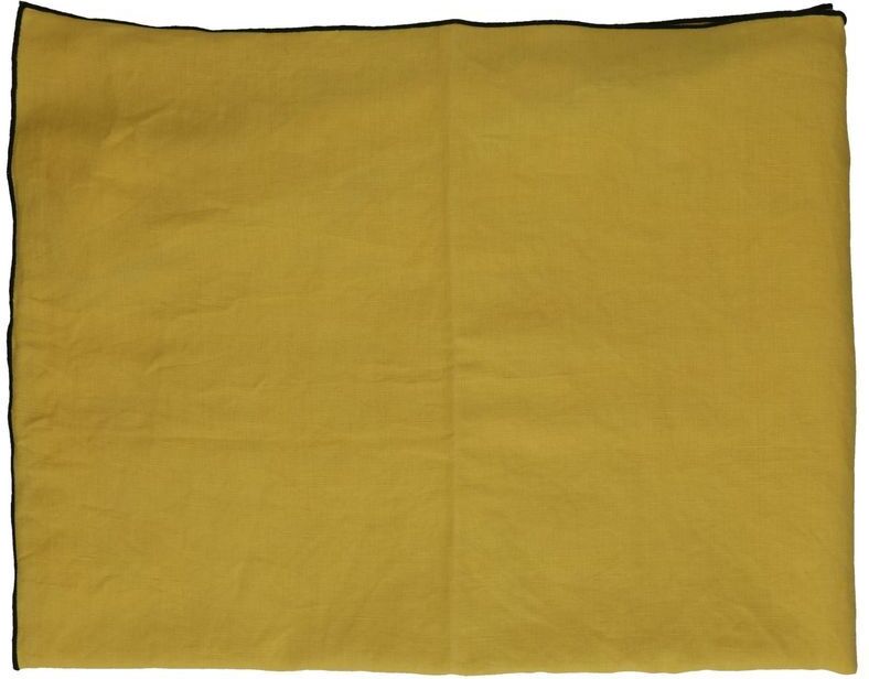 Pomax Nappe Métisse carrée jaune en lin et coton Pomax Nappe Métisse carrée jaune en lin et coton