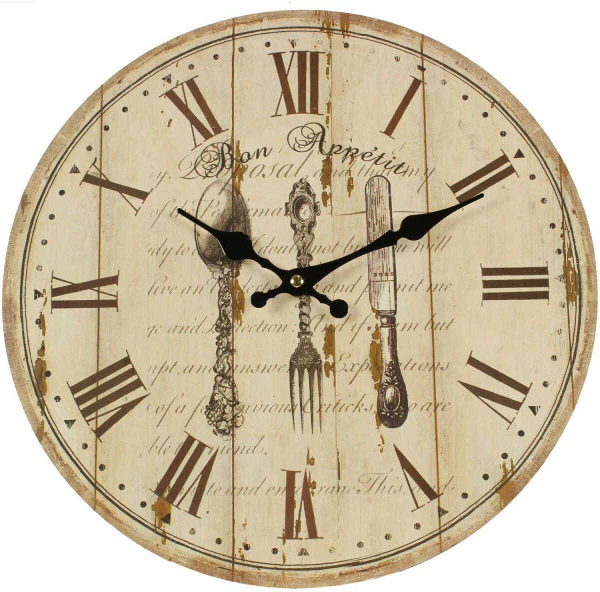 Décoration d'fois Horloge Ancienne Murale Bon Appétit 34cm - Bois - Blanc Décoration d'fois Horloge Ancienne Murale Bon Appétit 34cm - Bois - Blanc