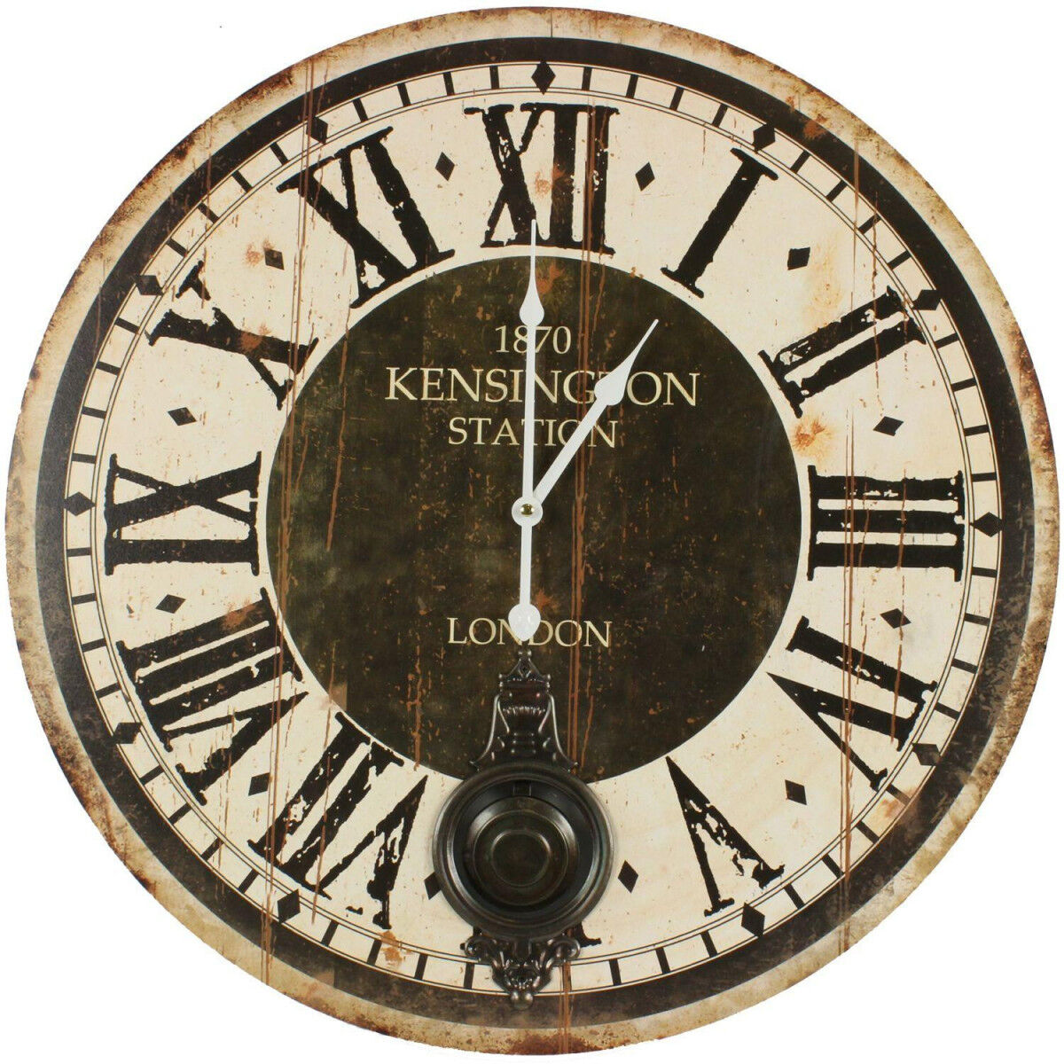 Décoration d'fois Horloge Ancienne Balancier 1870 Kesington Station London 58cm - Bois - Blanc Décoration d'fois Horloge Ancienne Balancier 1870 Kesington Station London 58cm - Bois - Blanc