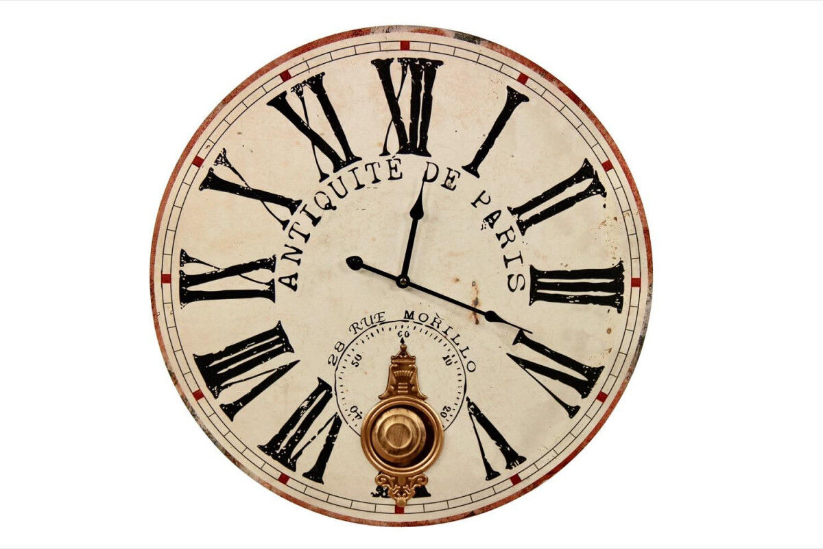 Décoration d'fois Horloge Ancienne Balancier Antiquité de Paris 58cm - Bois - Blanc