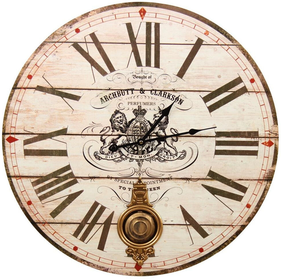 Décoration d'fois Horloge Ancienne Balancier Archbutt & Clarkson 58cm - Bois - Blanc Décoration d'fois Horloge Ancienne Balancier Archbutt & Clarkson 58cm - Bois - Blanc