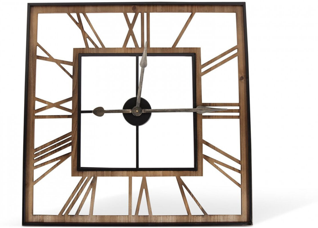 Décoration d'fois Grande Horloge Ancienne Carré Fer Forge Marron 80x4x80cm Décoration d'fois Grande Horloge Ancienne Carré Fer Forge Marron 80x4x80cm