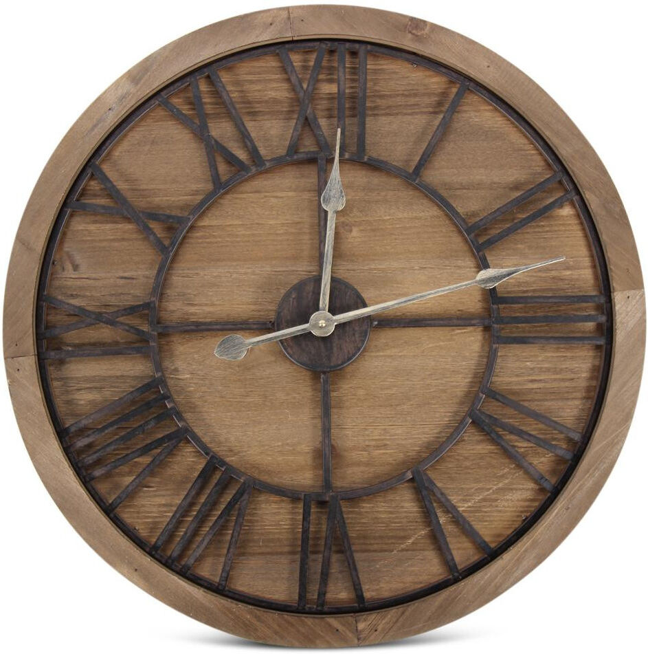Décoration d'fois Grande Horloge Ancienne Bois Métal Marron 60x3x60cm Décoration d'fois Grande Horloge Ancienne Bois Métal Marron 60x3x60cm