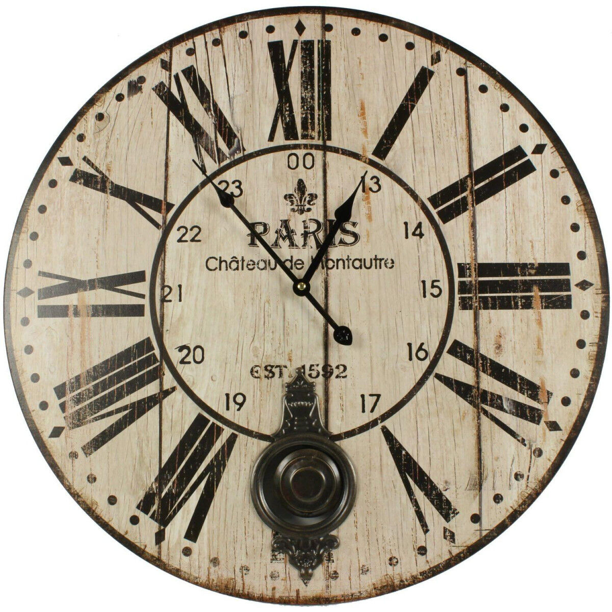 Décoration d'fois Horloge Ancienne Balancier Paris Château De Monceau 58cm - Bois - Blanc