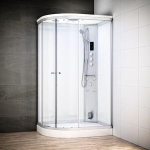 Thalassor Cabine douche hammam 120 x 90 SILVER Blanc asymétrique