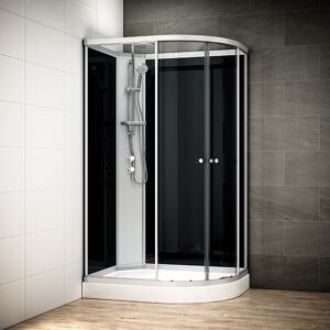 Thalassor Cabine de douche d'angle 120 cm SILVER 120 Noir asymétrique