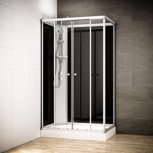 Thalassor Cabine de douche rectangulaire 140 cm SILVER 140 Noir - Publicité
