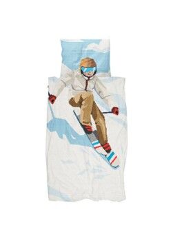 Snurk Ensemble de housse de couette pour enfants Ski Boy en coton biologique 160TC - y compris les taies d'oreiller