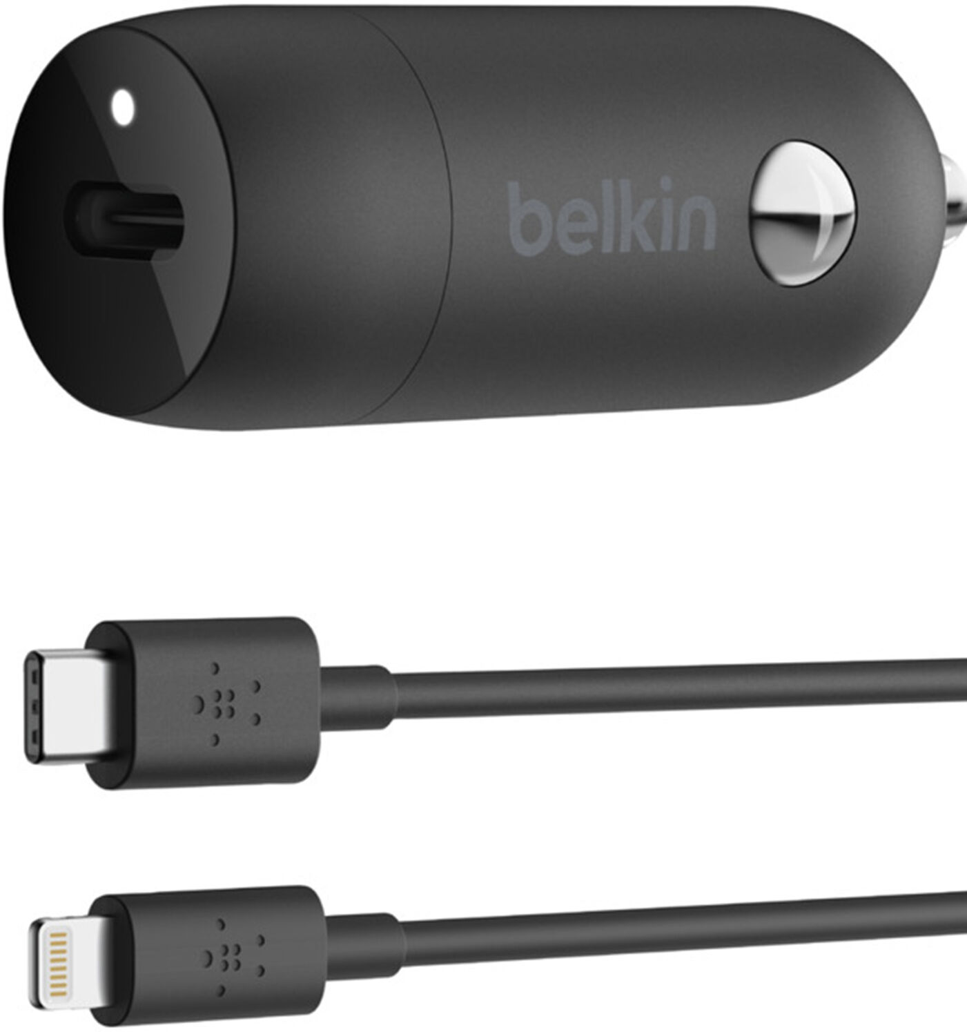 Belkin Boost↑Charge™ Dual USB-C Car Charger + câble Lightning - 18W - Noir Belkin Boost↑Charge™ Dual USB-C Car Charger + câble Lightning - 18W - Noir