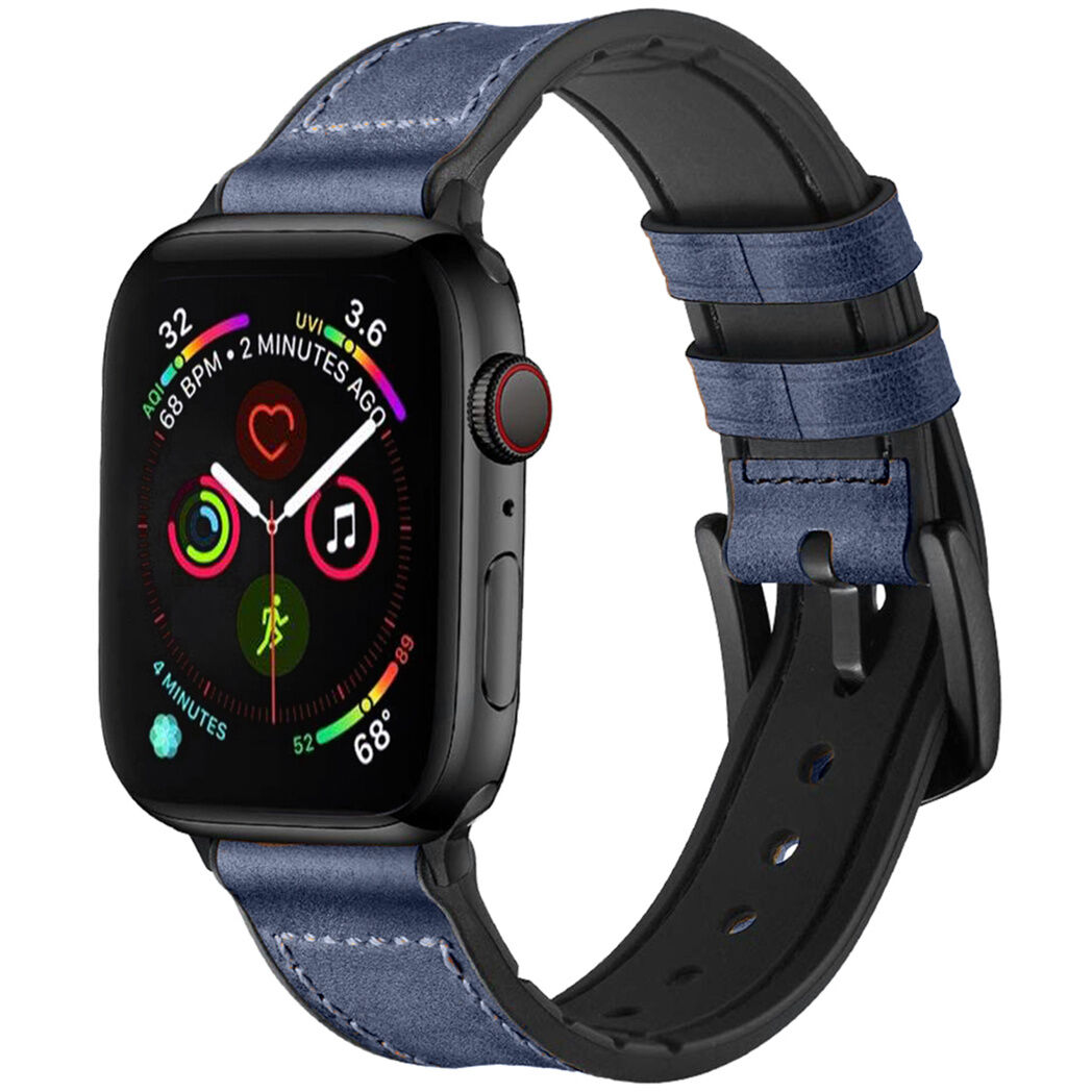 iMoshion Bracelet en cuir véritable pour l'Apple Watch Series 1-6 / SE - 42/44mm - Bleu