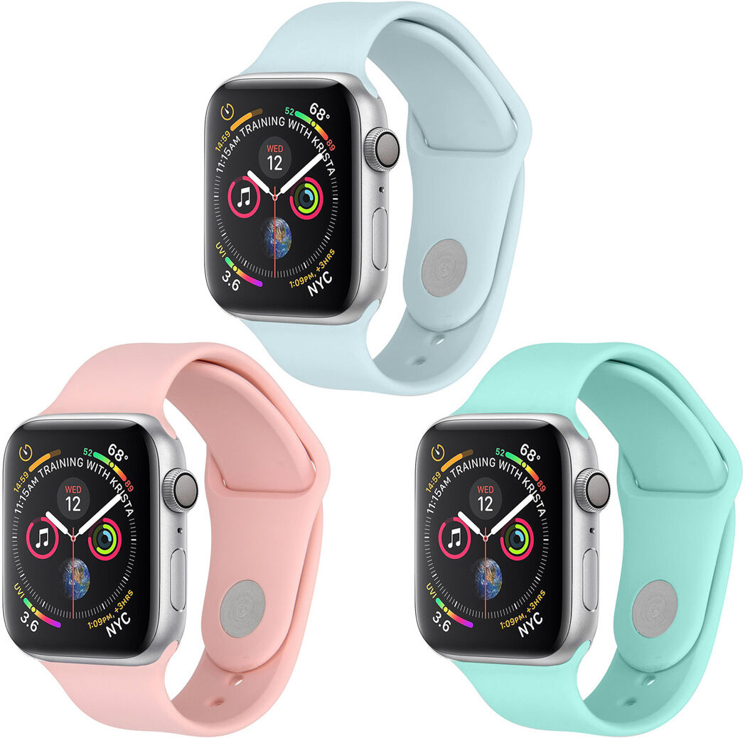 iMoshion Multipack bracelet silicone Apple Watch 1-6 / SE - 42/44mm - Rose / Vert / Bleu iMoshion Multipack bracelet silicone Apple Watch 1-6 / SE - 42/44mm - Rose / Vert / Bleu
