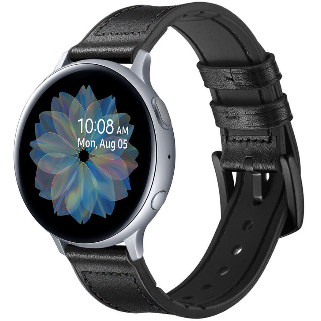 iMoshion Bracelet en cuir véritable Samsung Galaxy Watch 40/42mm / Active 2 42/44mm - Noir